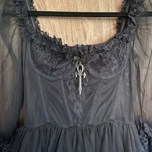 Widow Black Sheer Lace Maxi Dress